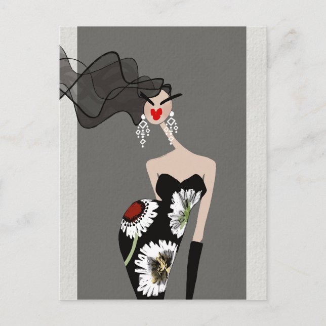 Sophisticated Elegance Fashion Illustration Art Postcard (Front)