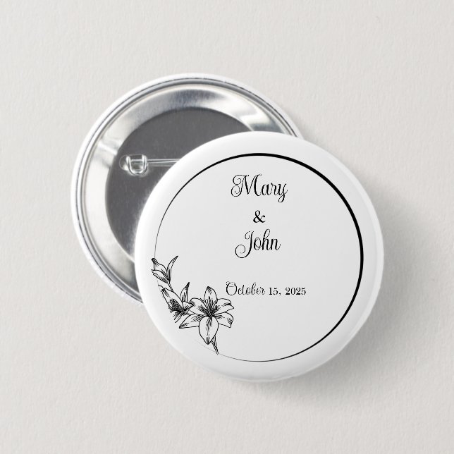 Sophisticated Elegance Wedding Keepsake Button (Front & Back)