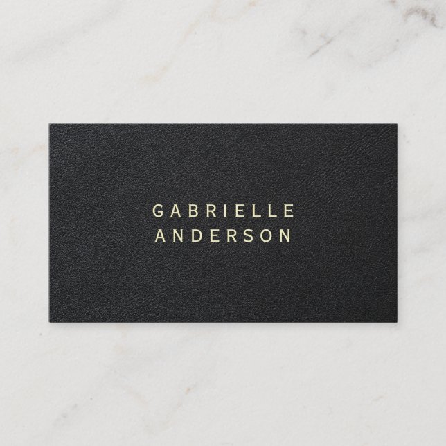 Sophisticated |  Elegant Black Leather Business Card (Front)