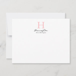Sophisticated Elegant Blush Pink Monogram Note Card