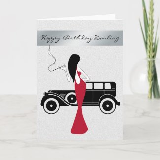 Sophisticated Elegant Chic Woman Happy Birthday Card