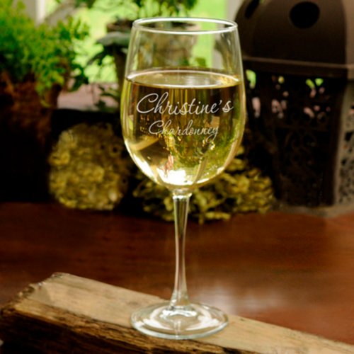 Sophisticated  Elegant Engraved White Wine Glass