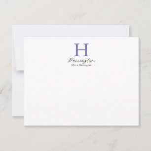 Sophisticated Elegant Purple Violet Monogram Note Card
