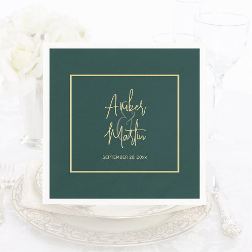 Sophisticated Emerald Green Gold Fall Winter Napkins