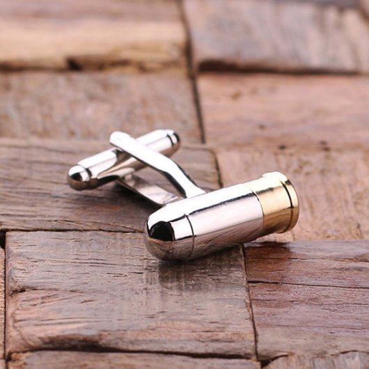 Sophisticated Engraved Bullet Shaped Cufflinks (Front)