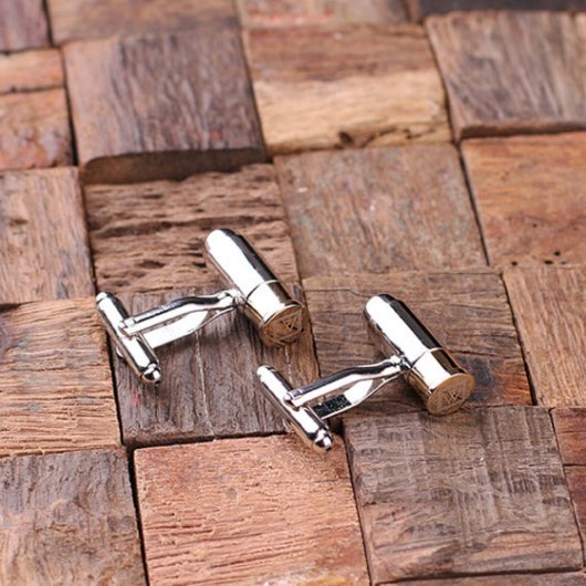 Sophisticated Engraved Bullet Shaped Cufflinks (Top)
