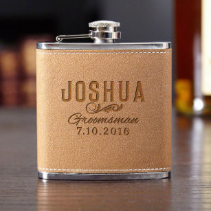 Customized Wedding Flasks Personalized Set Of 5 Flasks Best Man Leather Flasks Engraved Leatherette Flasks Groomsmen Wedding Gift