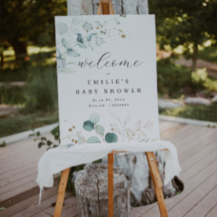 Sophisticated Eucalyptus Baby Shower Welcome Foam Board