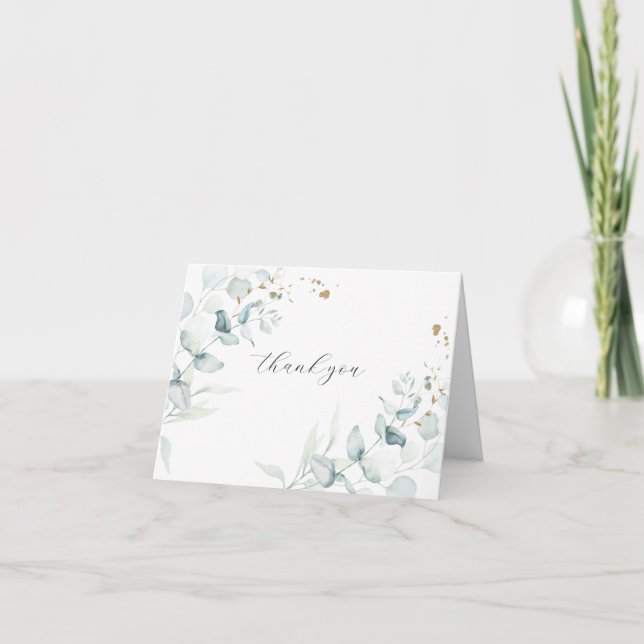 Sophisticated Eucalyptus Leaves and Foliage Thank  Thank You Card (Front)