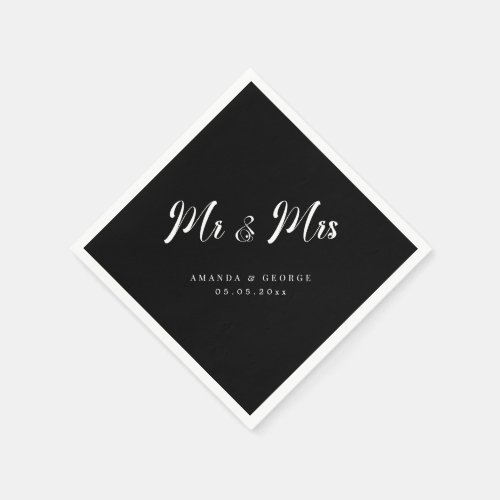 Sophisticated Eucalyptus Mr and Mrs Black Wedding Napkins