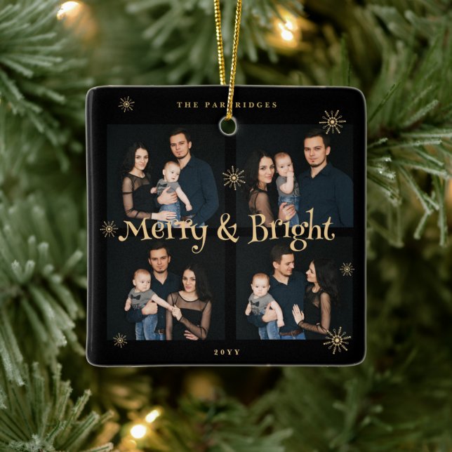 Sophisticated & Exquisite Black and Golden Collage Ceramic Ornament (Tree)