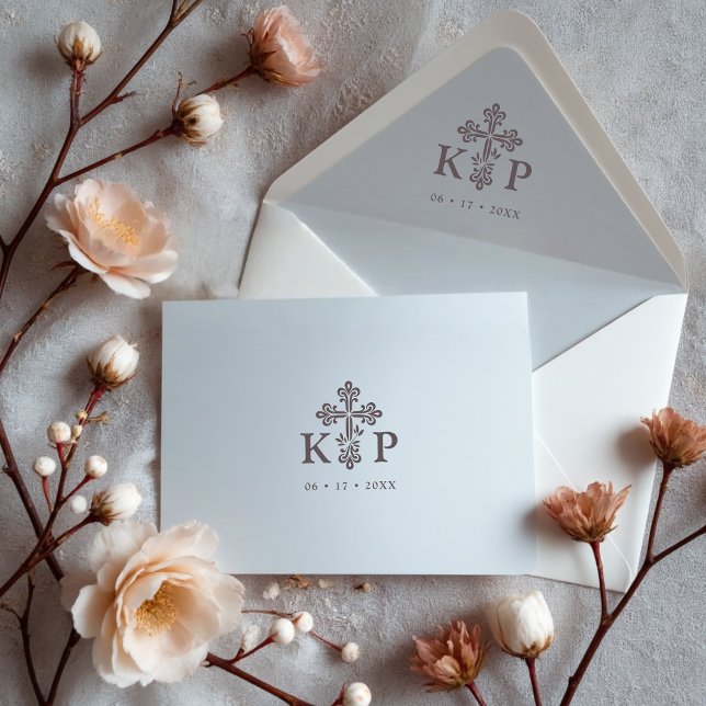 Sophisticated Faith Cross Wedding Initials Rubber Stamp (Sophisticated Faith Christian Cross Wedding Initials Rubber Stamps. )