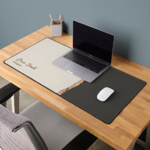 Sophisticated Faux Gold Foil Black & Tan Personal Desk Mat