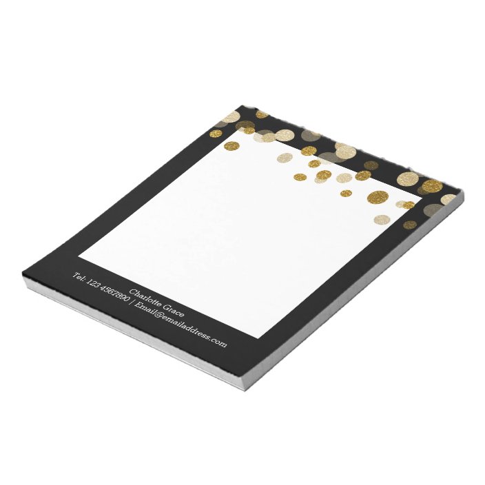 Sophisticated FAUX gold glitter Dots Personalized Notepad