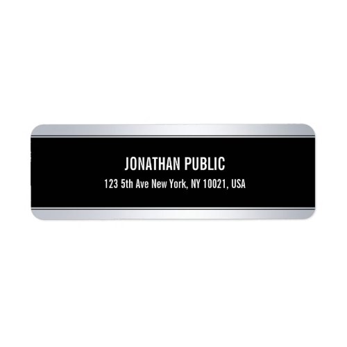Sophisticated Faux Silver Black Template Modern Label