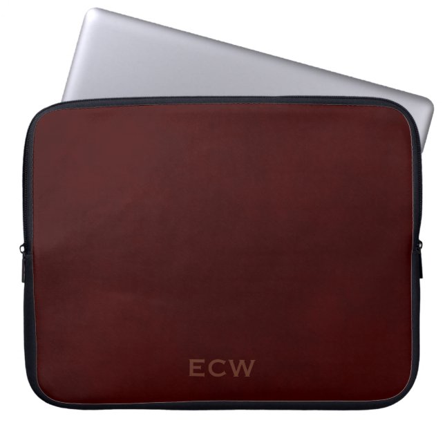 * Sophisticated Faux Stamped Mottled Brown Laptop Sleeve (Front)