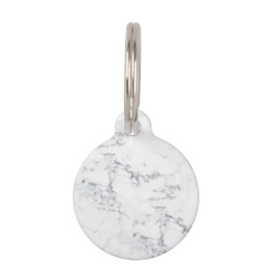 Sophisticated Faux White Marble Texture Look Pet ID Tag