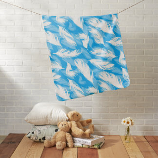 Sophisticated Feather Design On A Bright Blue Baby Blanket