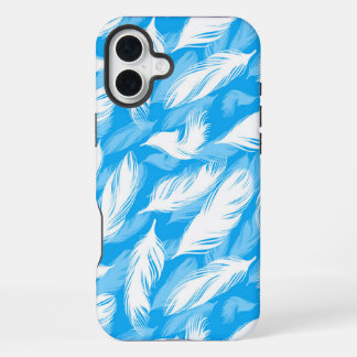 Sophisticated Feather Design On A Bright Blue iPhone 16 Plus Case