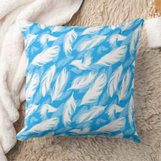 Sophisticated Feather Design On A Bright Blue Throw Pillow