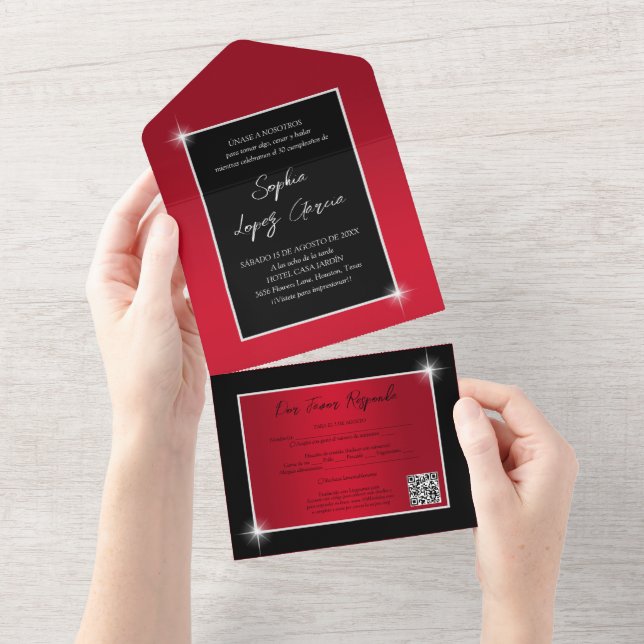 Sophisticated Feminine QR Code 30th Birthday All In One Invitation (Tearaway)