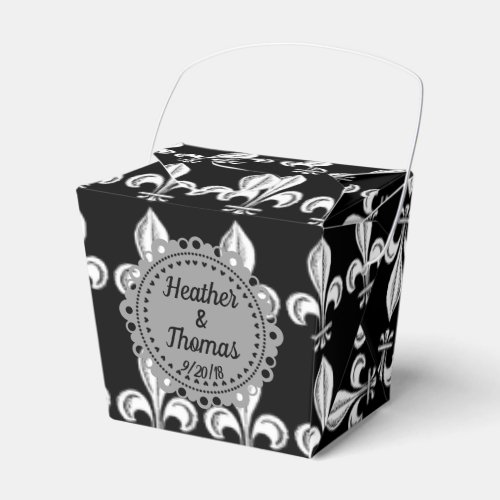 Sophisticated Fleur de Lis Wedding Favor Box