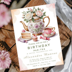 Sophisticated Floral Afternoon Tea Invitation