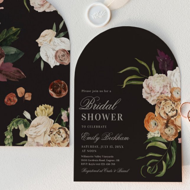 Sophisticated Floral Arch Bridal Shower Invitation (Creator Uploaded)