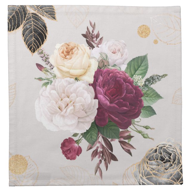 Sophisticated Floral Cloth Napkin (Front)