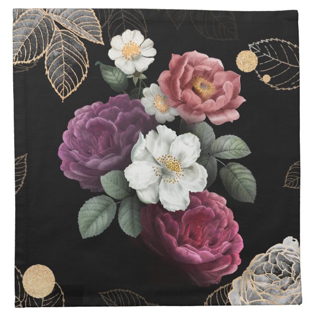Sophisticated Floral Cloth Napkin (Front)