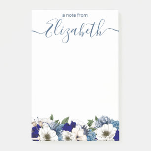 Sophisticated Floral Custom Navy Dusty Blue Post-it Notes