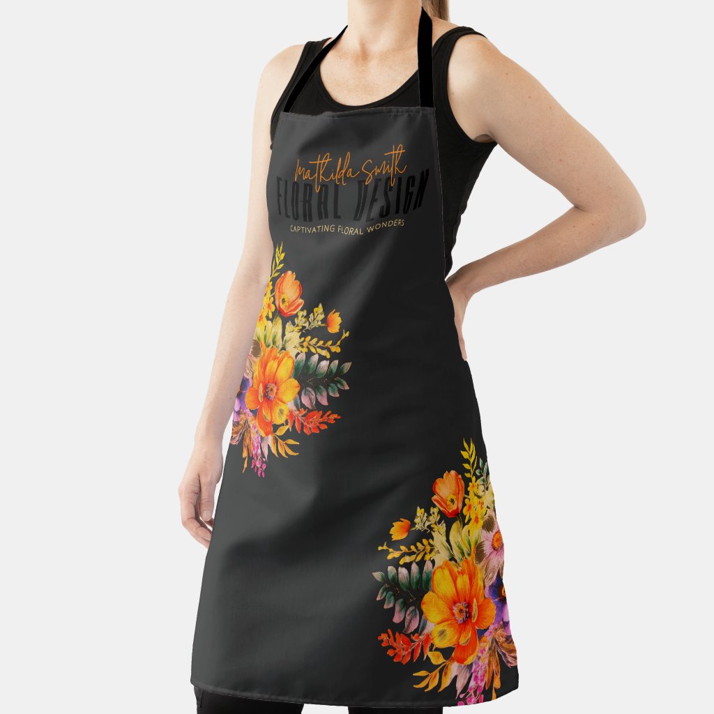 Sophisticated Floral Design Black Orange Flowers 