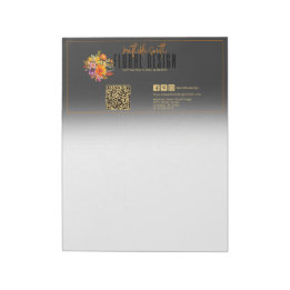 Sophisticated Floral Design Black Orange Flowers Notepad