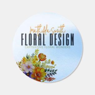 Sophisticated Floral Design Silver Orange Flowers Classic Round Sticker