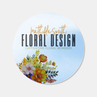 Sophisticated Floral Design Silver Orange Flowers  Classic Round Sticker