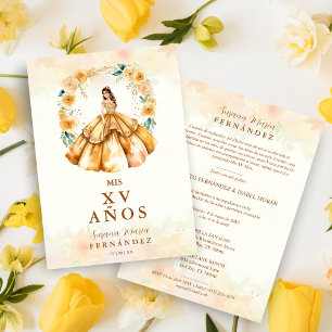 Sophisticated Floral Garland Spanish Photo Mis XV Invitation