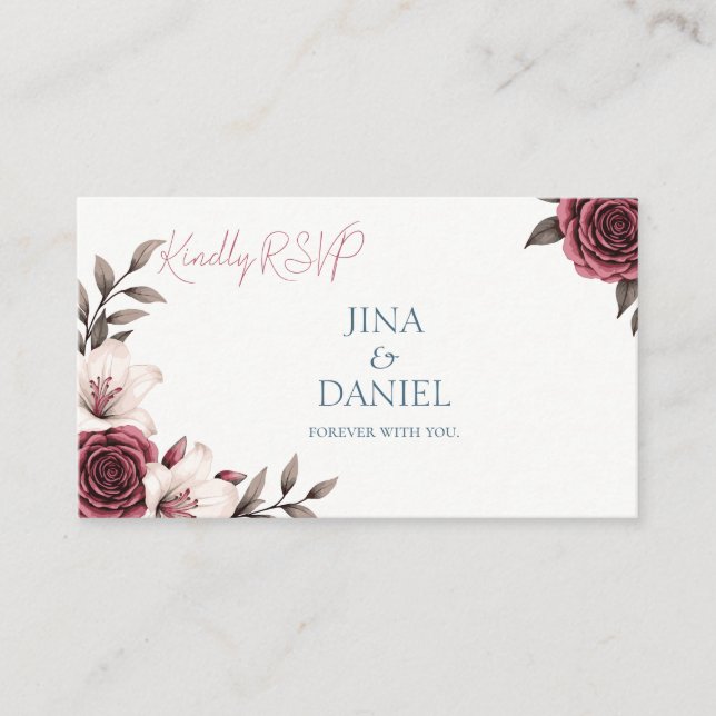 Sophisticated Floral Micro-Wedding Suite Enclosure Card (Front)