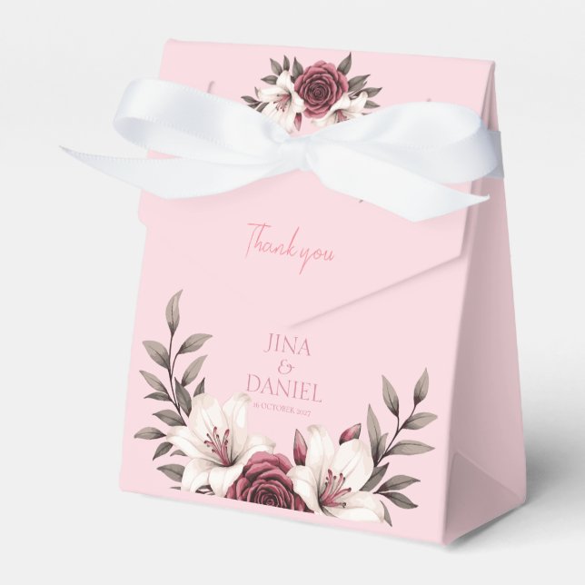 Sophisticated Floral Micro-Wedding Suite (Pink) Favor Boxes (Front Side)