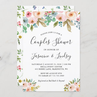 Sophisticated Floral Wedding Couples Shower Invitation