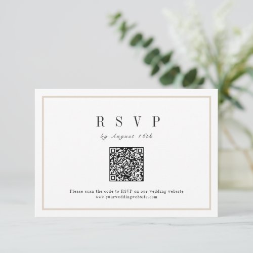 Sophisticated frame minimalist wedding QR code RSVP Card