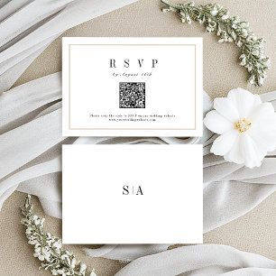 Sophisticated frame minimalist wedding QR code RSVP Card