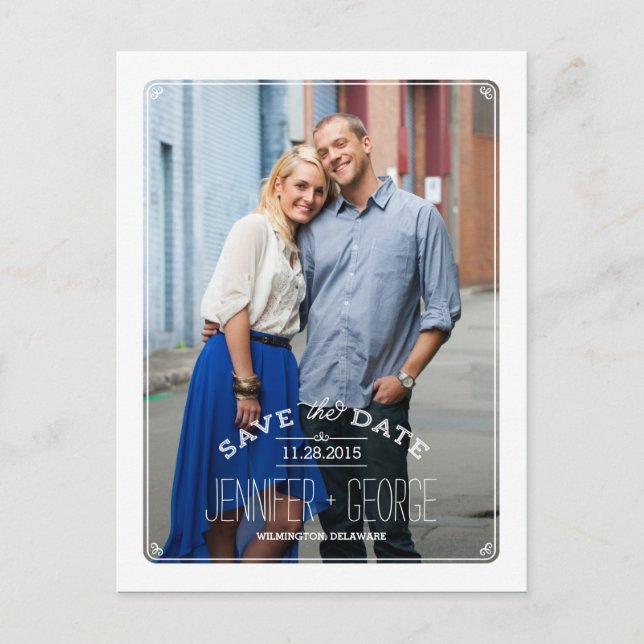 Sophisticated Frame Save The Date Postcard (Front)