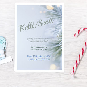 Sophisticated Frosted Pine Modern Winter Wedding Invitation