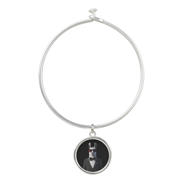 Sophisticated Fun: The Llama Tux Sunglasses Bangle Bangle Bracelet (Front)