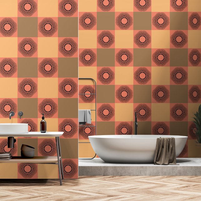 Sophisticated geometric pattern wallpaper (Bathroom)