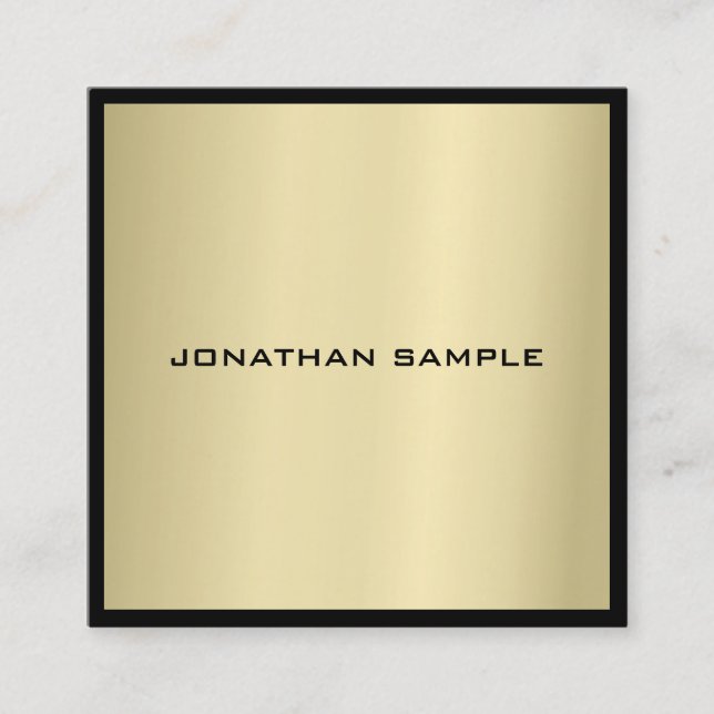 Sophisticated Glamour Gold Look Modern Luxury Square Business Card (Front)