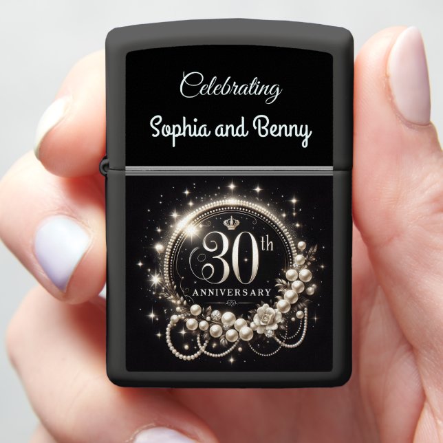 Sophisticated Glow: 30th Anniversary Design Zippo Lighter (In Hand)