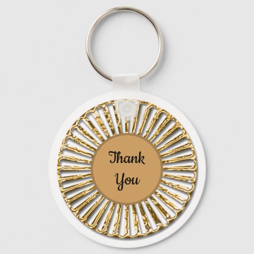 Sophisticated Gold Circle General Thank You Keychain