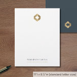 Sophisticated Gold Diamond Logo Letterhead<br><div class="desc">A sophisticated custom business letterhead template in a modern style with a gold diamond logo that can be easily updated with your company logo and letterhead footer including your company's name and tagline. The solid back features a smaller logo with space for your website address, telephone, email or any other...</div>