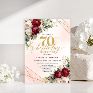 Sophisticated Gold Floral 70th Birthday Invitation